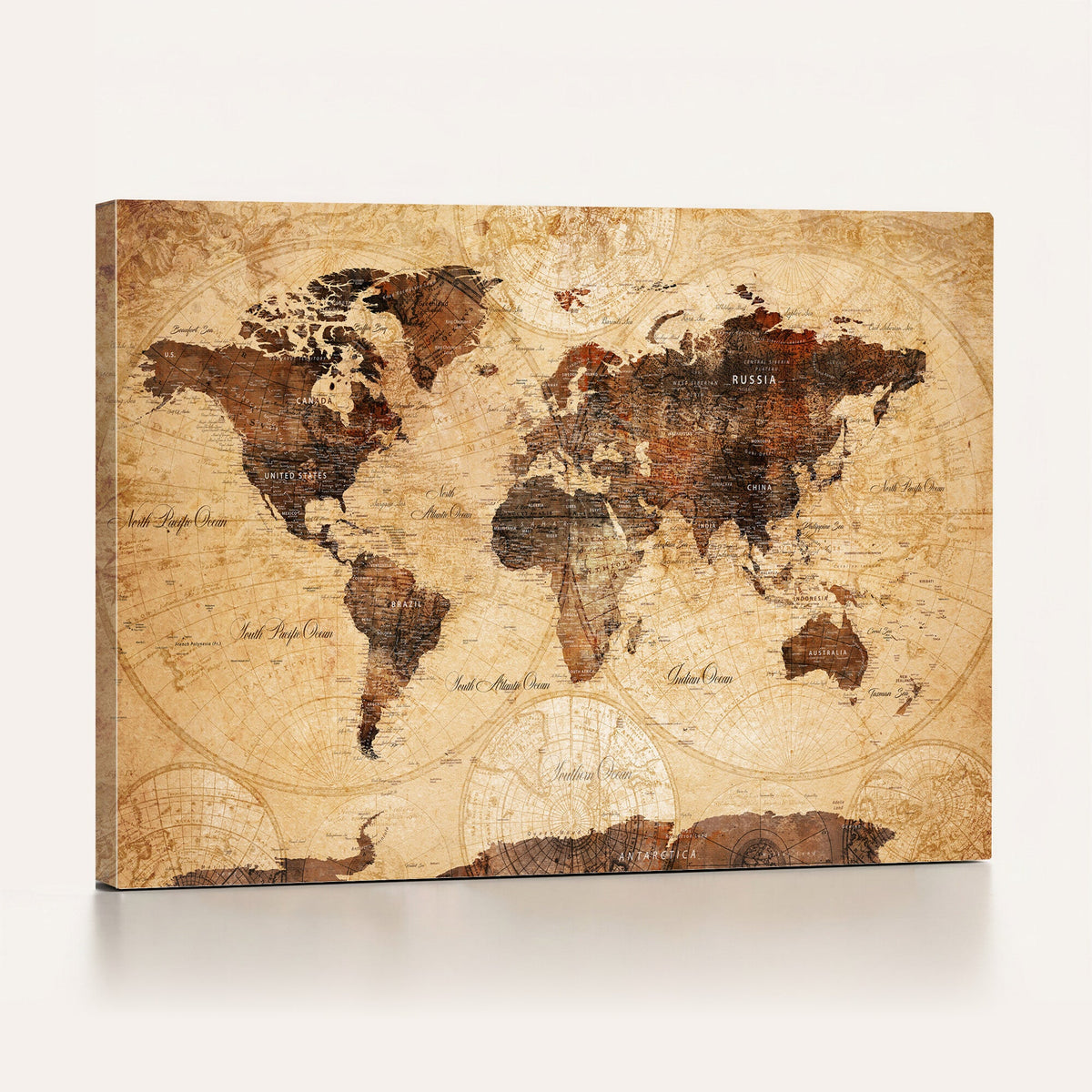 Modern Red and Gray World Map Canvas Print | Framed Wall Art