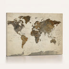 Vintage World Map Canvas Wall Art | Framed Antique Style Travel Map