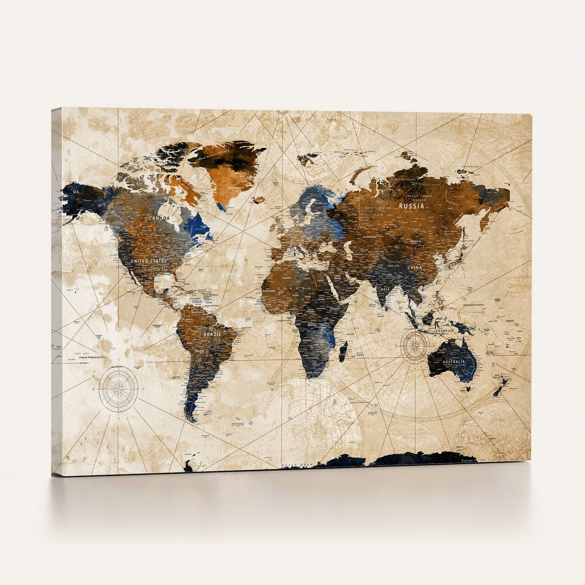 World Map Canvas Art Print | Framed Travel Map Wall Art