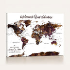 Custom Push Pin World Map Wall Art Canvas Print | Personalized Travel Map