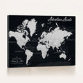 Personalized Black Push Pin Travel Map Canvas Print, Couples Countries Visited Map, Entryway and Hallway Decor