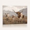 Rustic Texas Longhorn Cow Canvas Wall Art Print, Farm Animal Photography