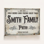 Custom Family Patio Sign Canvas, Personalized Rustic Backyard Decor
