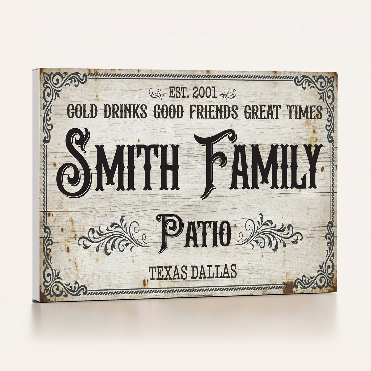 Custom Family Patio Sign Canvas, Personalized Rustic Backyard Decor