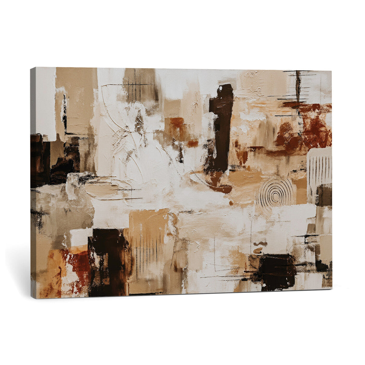 Blue Teal Abstract Canvas Wall Art, Modern Brushstroke Style Print, Navy Orange Contemporary Decor
