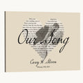 Lyrics Heart Canvas Print, Personalized Song Lyrics and Photo Wall Art