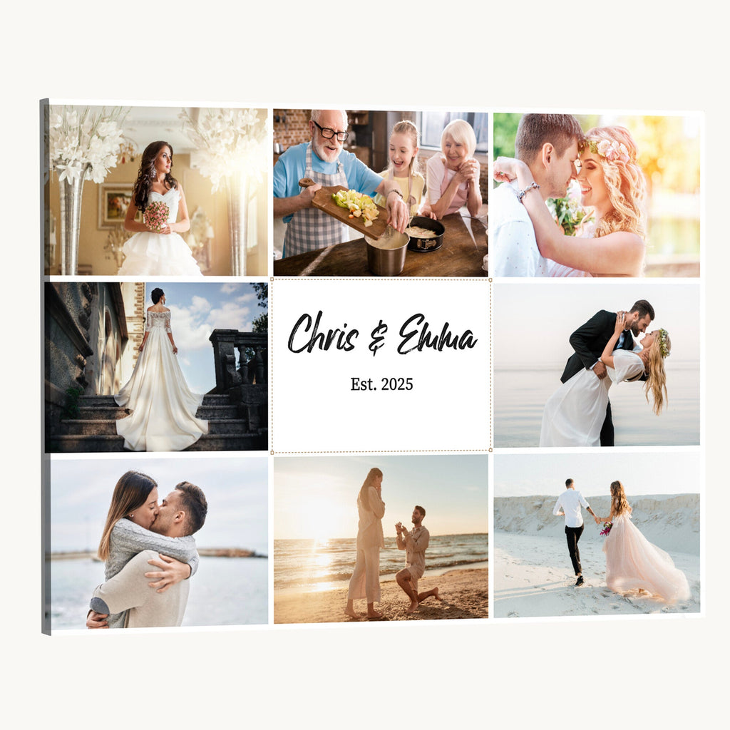 Custom Framed Photo Canvas, Personalized Family Picture Collage Print