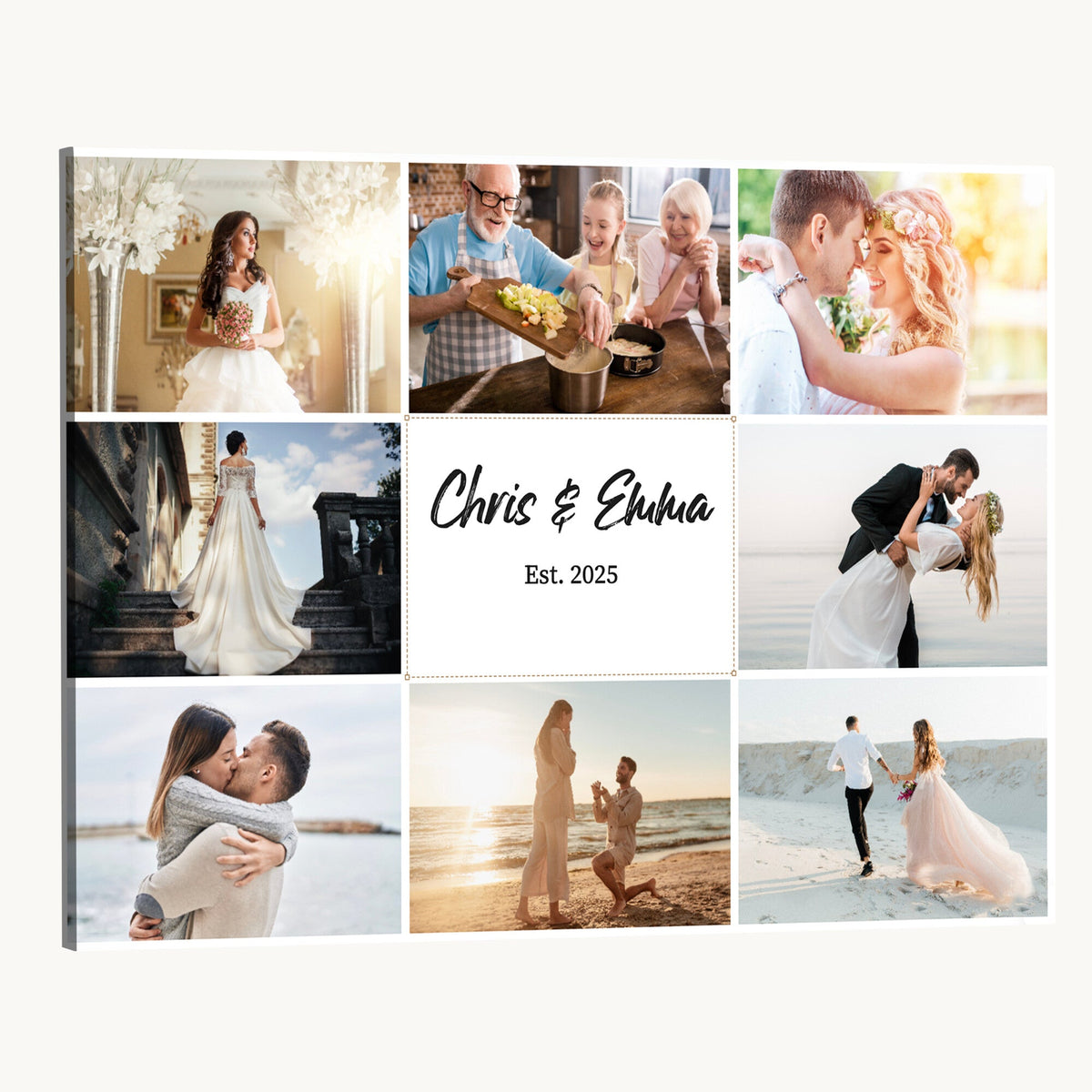 Custom Framed Photo Canvas, Personalized Family Picture Collage Print