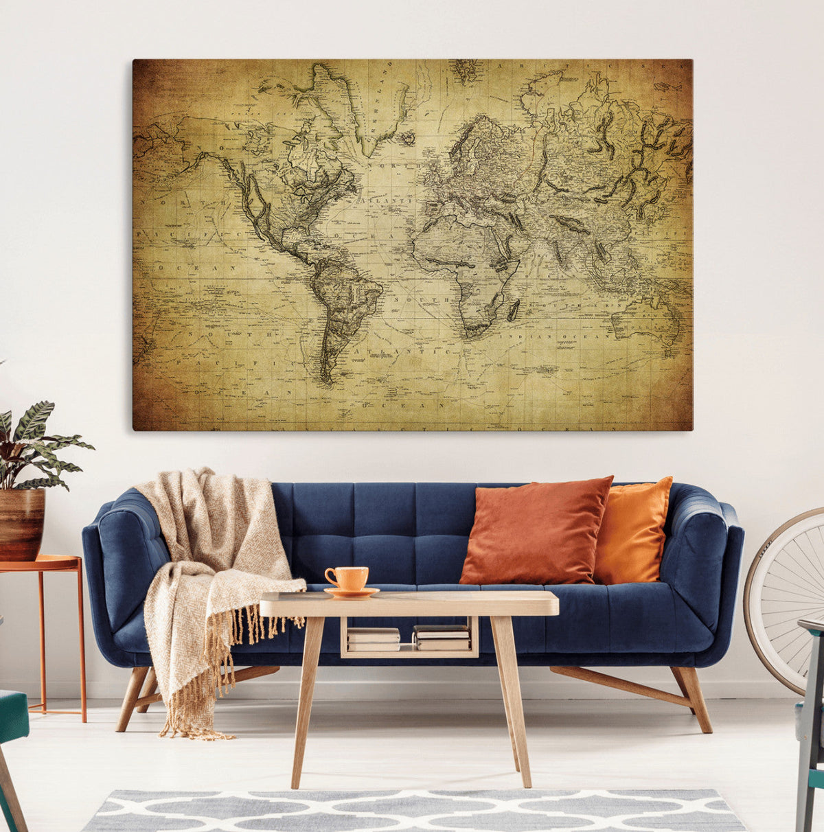 Push Pin World Map Canvas Print | Travel Tracker Wall Art