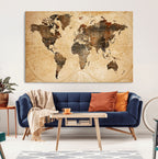 Push Pin World Map Canvas Print | Framed Travel Tracker Wall Art
