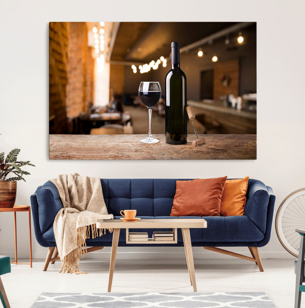 Wine and Bottle Wall Art Canvas Print