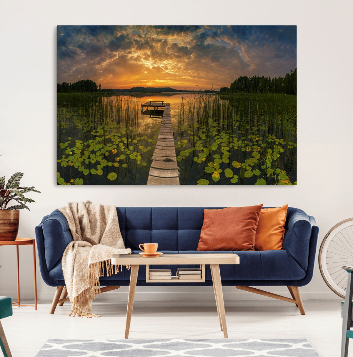 Lake and Flower Wall Art Canvas Print