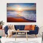 Tropical Ocean Sunset Wall Art Canvas Print, Golden Beach Horizon, Coastal Island Decor