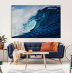 Ocean Wave at Sunset Canvas Art, Large Wall Print of Vibrant Water Waves
