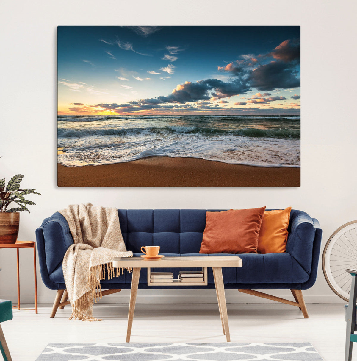 Ocean Beach Wall Art Canvas Print Sunset Artwork Print