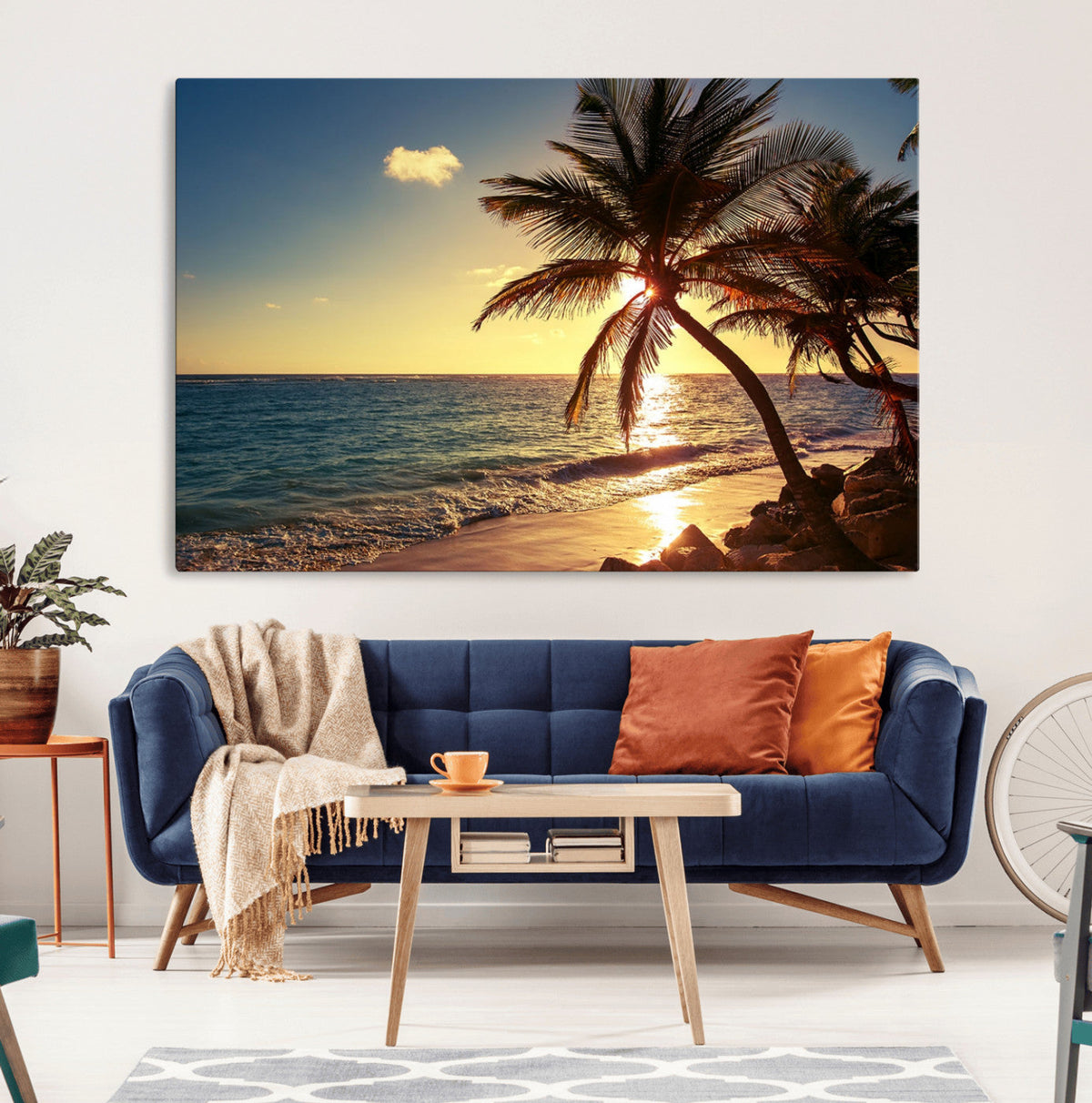 Sunset Palm Trees Wall Art Canvas Print