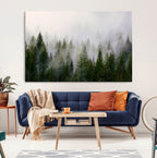 Forest Wall Art Canvas Print | Foggy Forest Wall Art | Pine Wood Forest Print