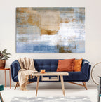 Blue Multi Panel Abstract Wall Art Canvas, Abstract Blue and Gold Canvas Print