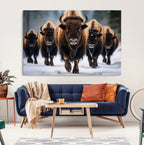 Buffalo Wall Art Canvas Print, American Bison Herd Wall Art