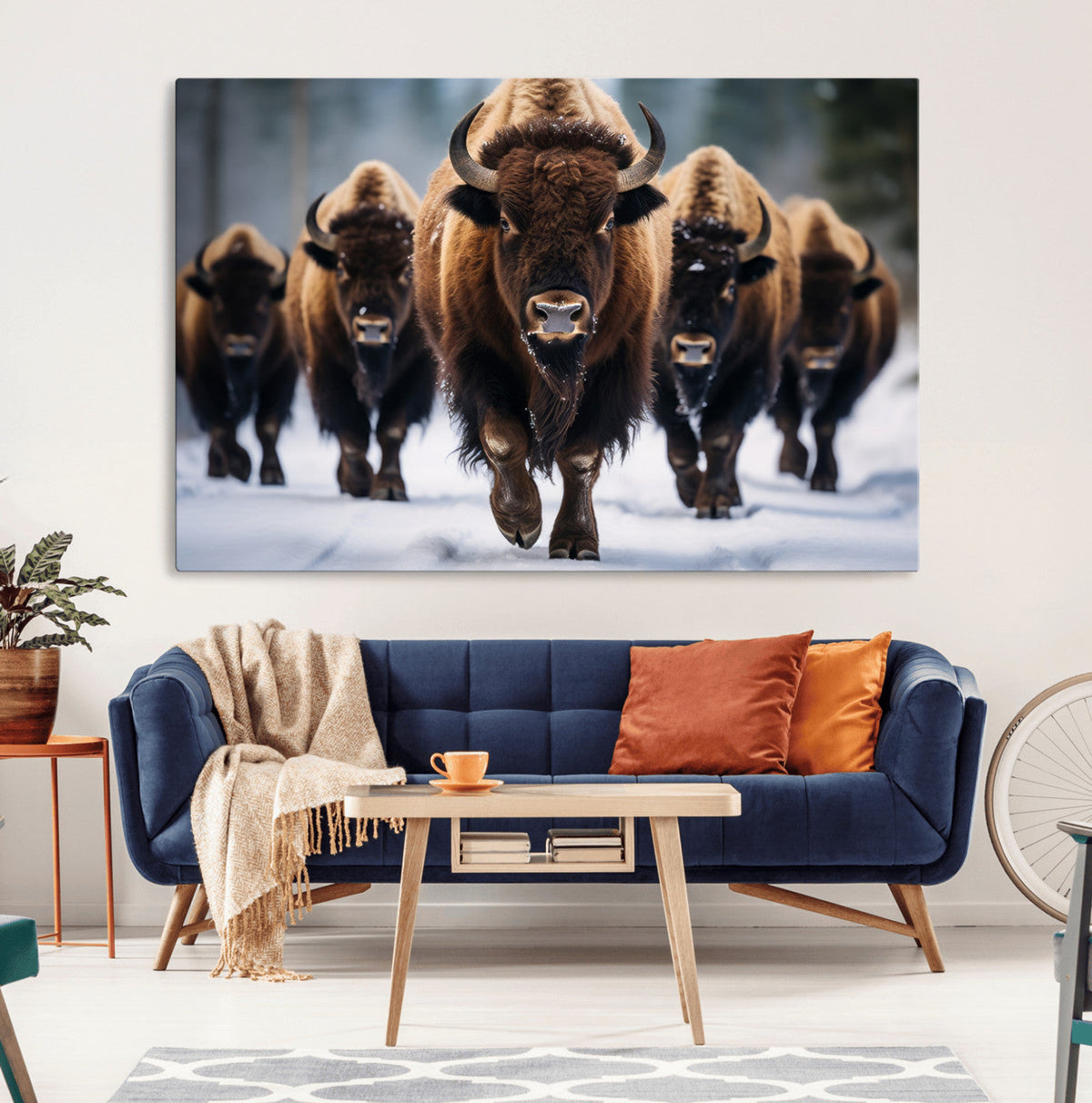 Buffalo Wall Art Canvas Print, American Bison Herd Wall Art