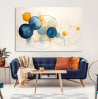 Geometric Blue Orange Abstract Wall Art Canvas, Geometric Blue Orange Canvas Print