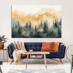 Abstract Forest Print | Mountain Wall Art | Autumn Landscape Canvas Print