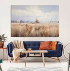 Golden Fields Wall Art Print Canvas | Serene Minimalist Landscape for Farmhouse Decor