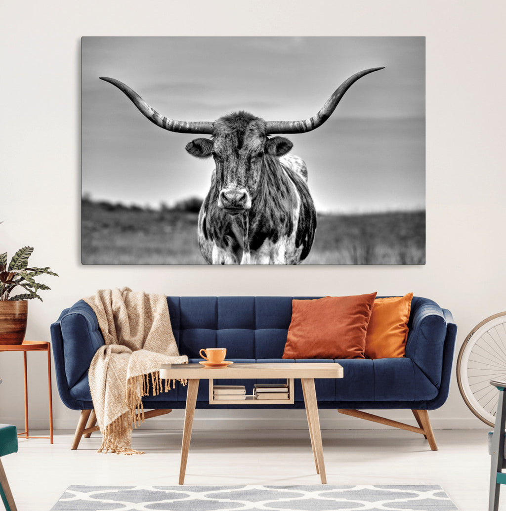 Texas Longhorn Cow Wall Art, Texas Longhorn Canvas, Cattle