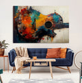 Abstract Guitar Wall Art Canvas | Vibrant Music-Inspired Art for Living Room or Studio