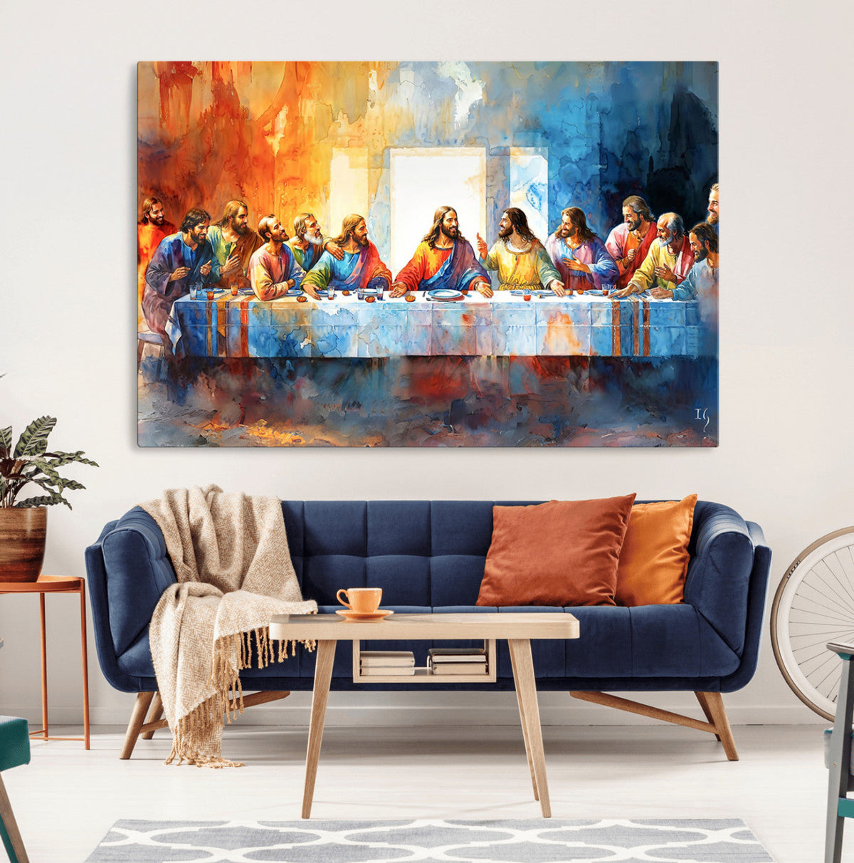 Abstract Watercolor The Last Supper Wall Art