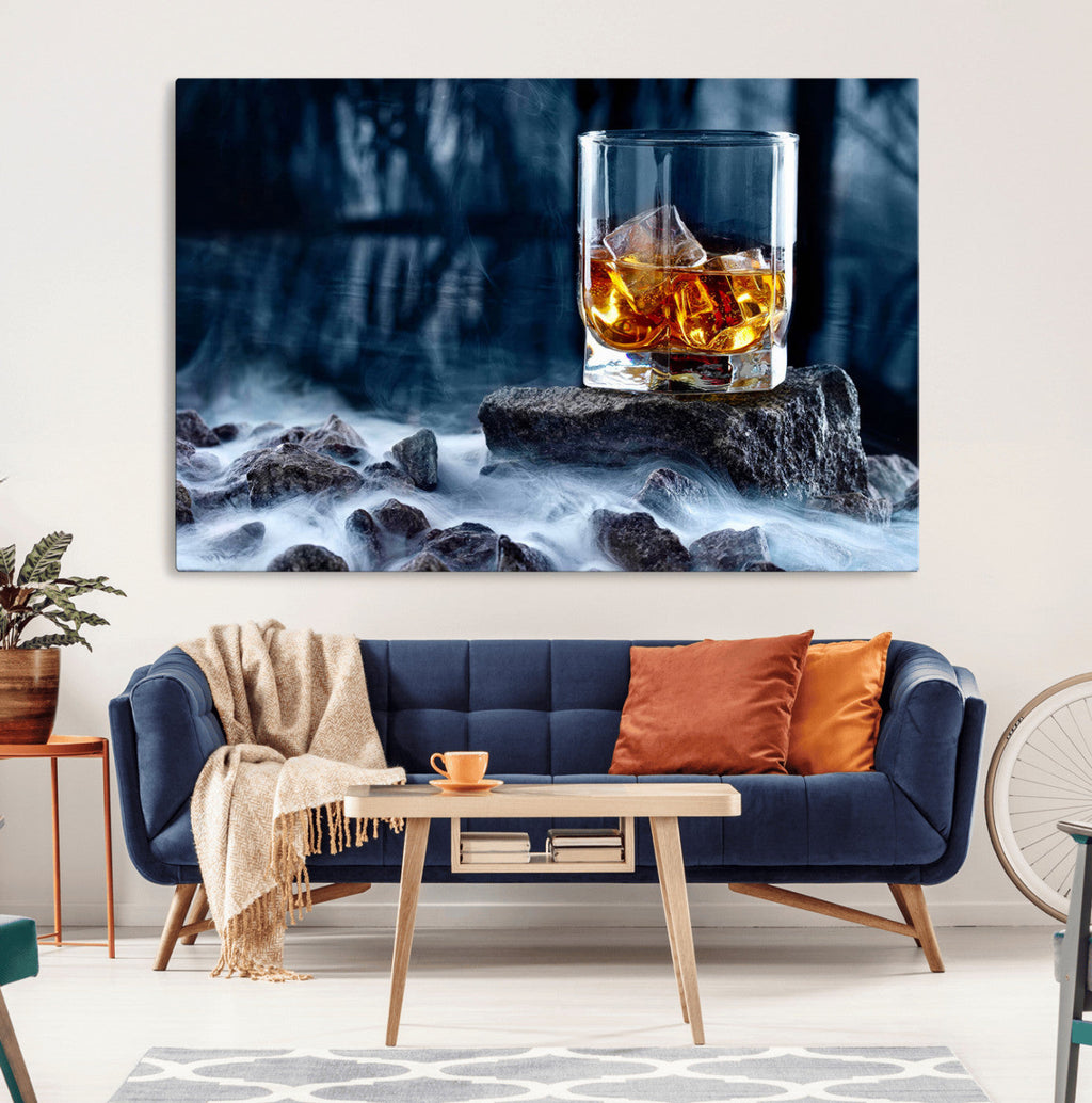 Whiskey Ice Wall Art Canvas Print
