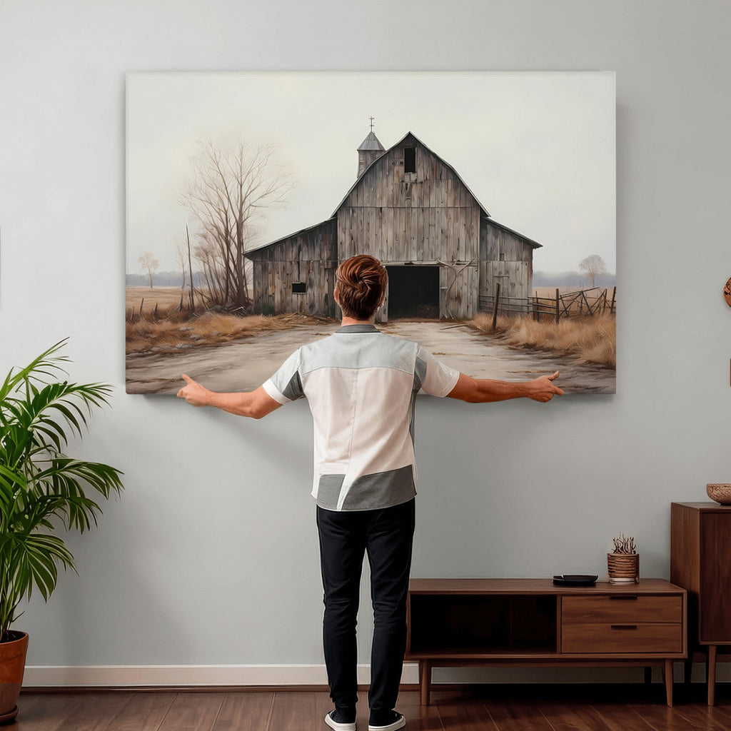 Farmhouse Rustic Barn Wall Art Canvas Print, Framed and Ready to Hang