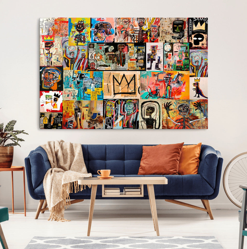 Abstract Art Collage Wall Art Canvas Print, Urban Graffiti Style