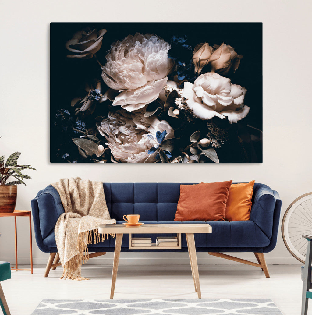 Pink Peonies Flowers Large Canvas Art Print
