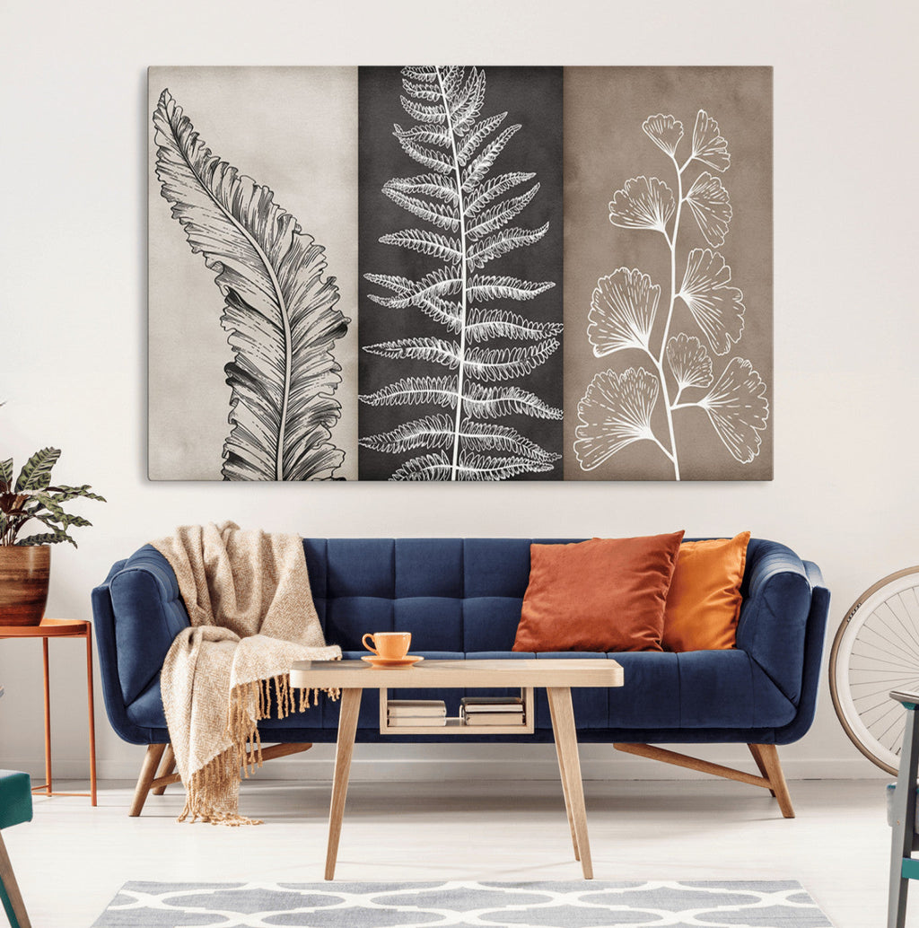 Minimalist Botanical Wall Art Canvas Print, Framed and Ready to Hang
