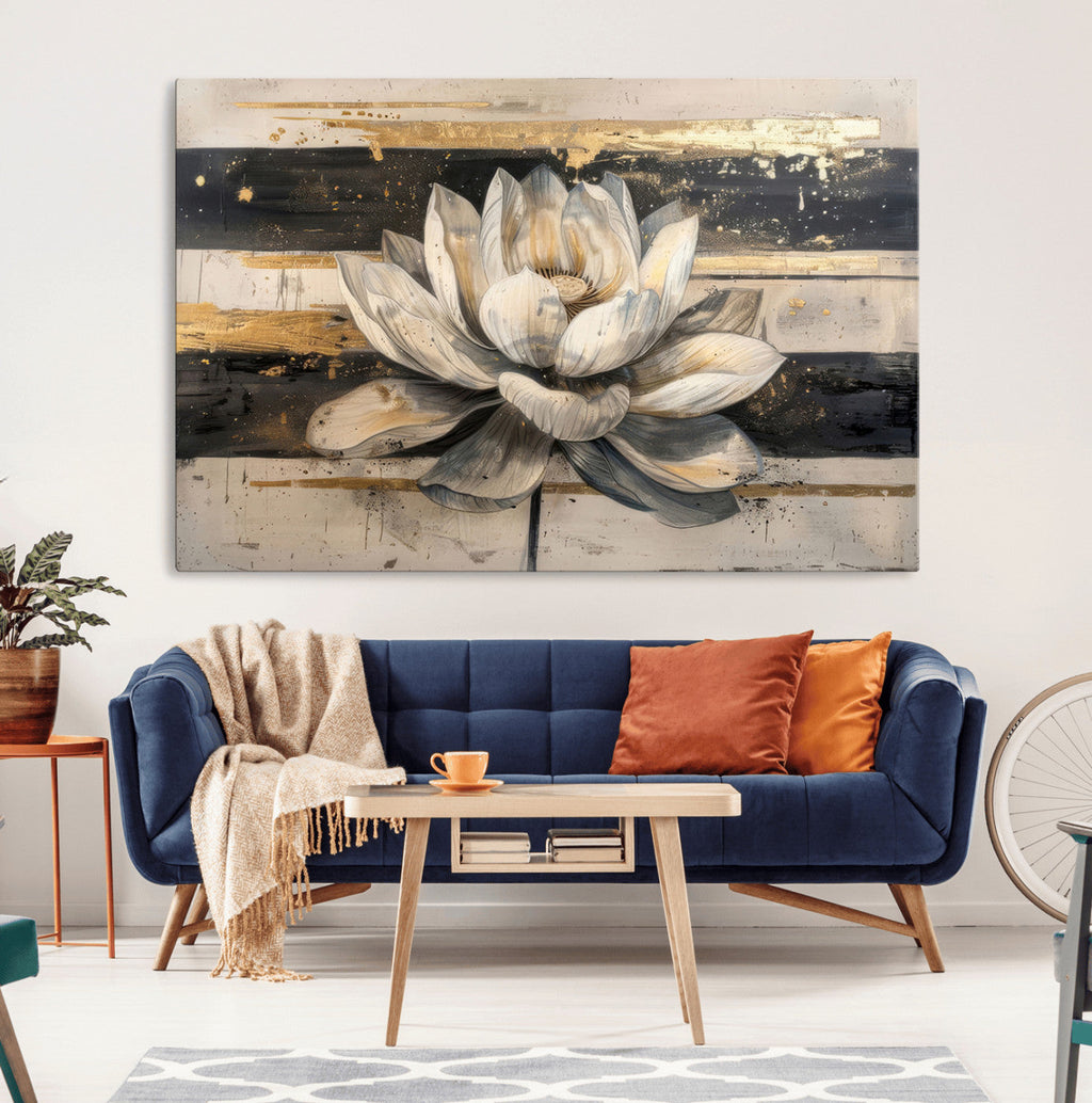 Lotus Flower Wall Art | Framed Abstract Floral Canvas