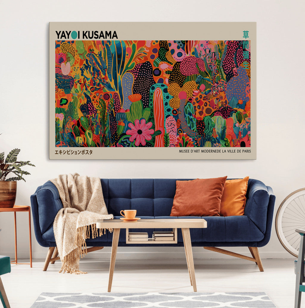 Framed Yayoi Kusama 1986 Wall Art Print | Japanese Wall Art, Wabi Sabi Abstract Landscape