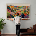 Framed Yayoi Kusama 1986 Wall Art Print | Japanese Wabi Sabi Vibrant Abstract Landscape Canvas