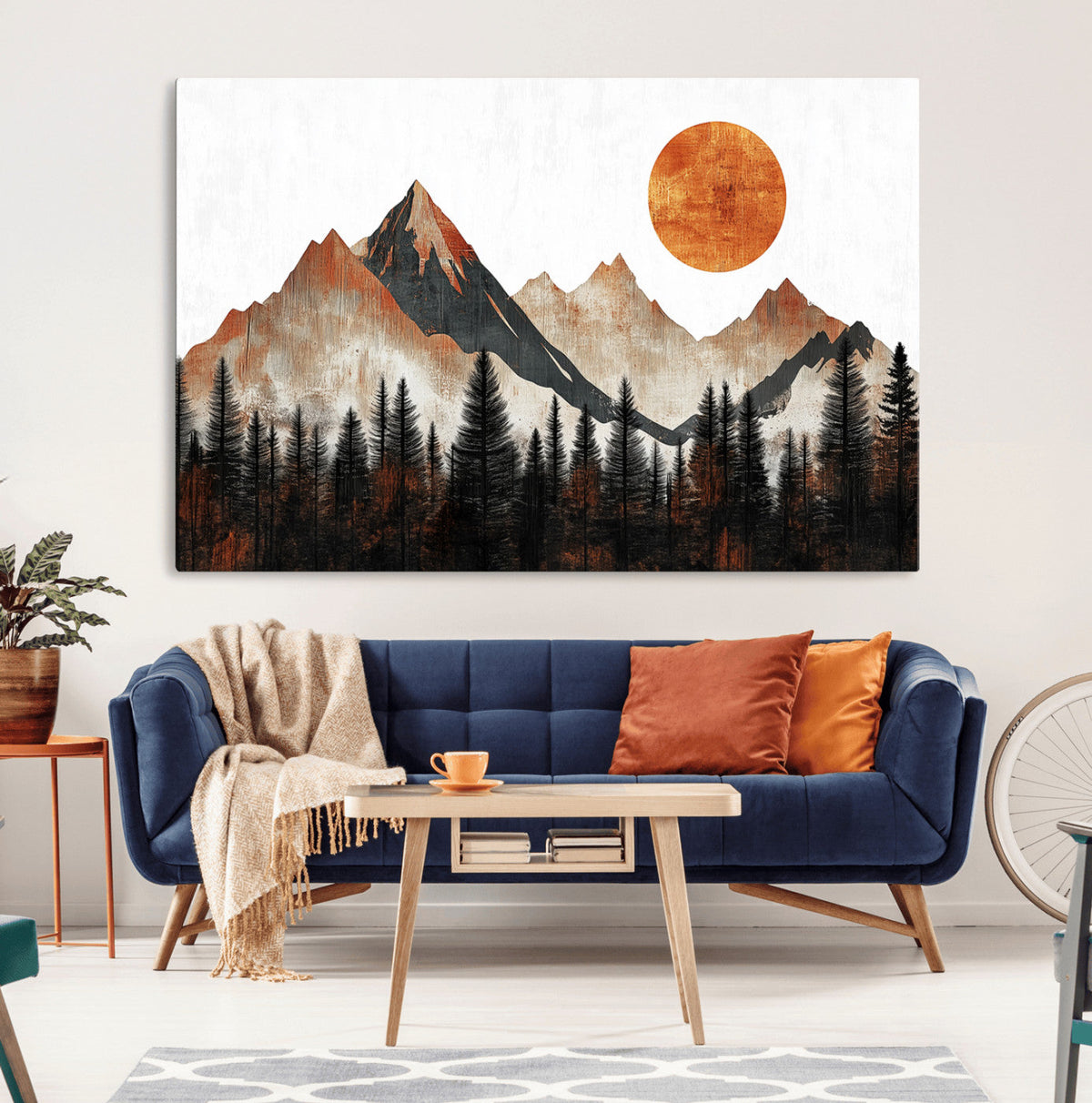 Modern Abstract Mountain Canvas Wall Art Print