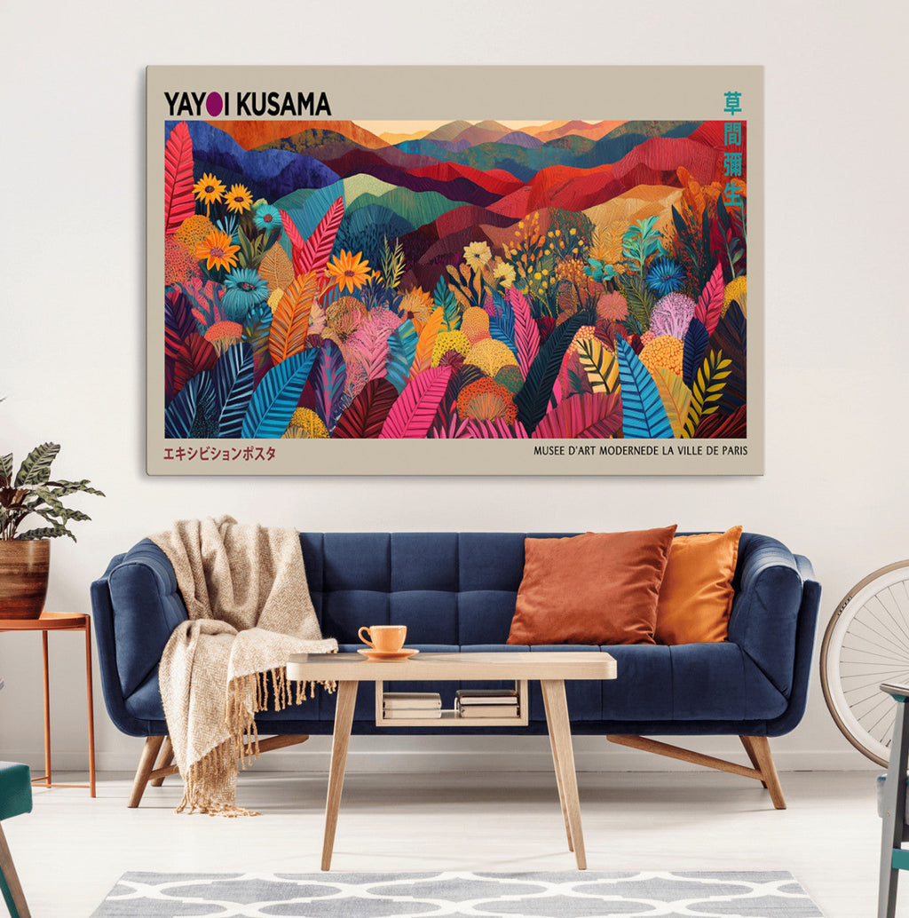 Yayoi Kusama Wall Art Canvas Print, Abstract Art, Large Framed Print, Japanese Wabi Sabi Wall Art