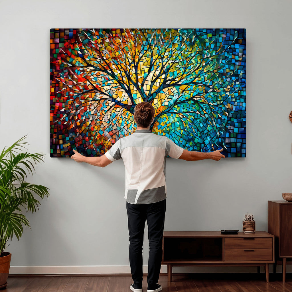 Yggdrasil Tree of Life Wall Art Print | Mosaic Style Canvas Wall Art