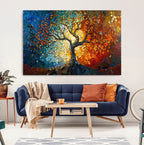 Yggdrasil Tree of Life Mosaic Stained Glass Wall Art Canvas Print