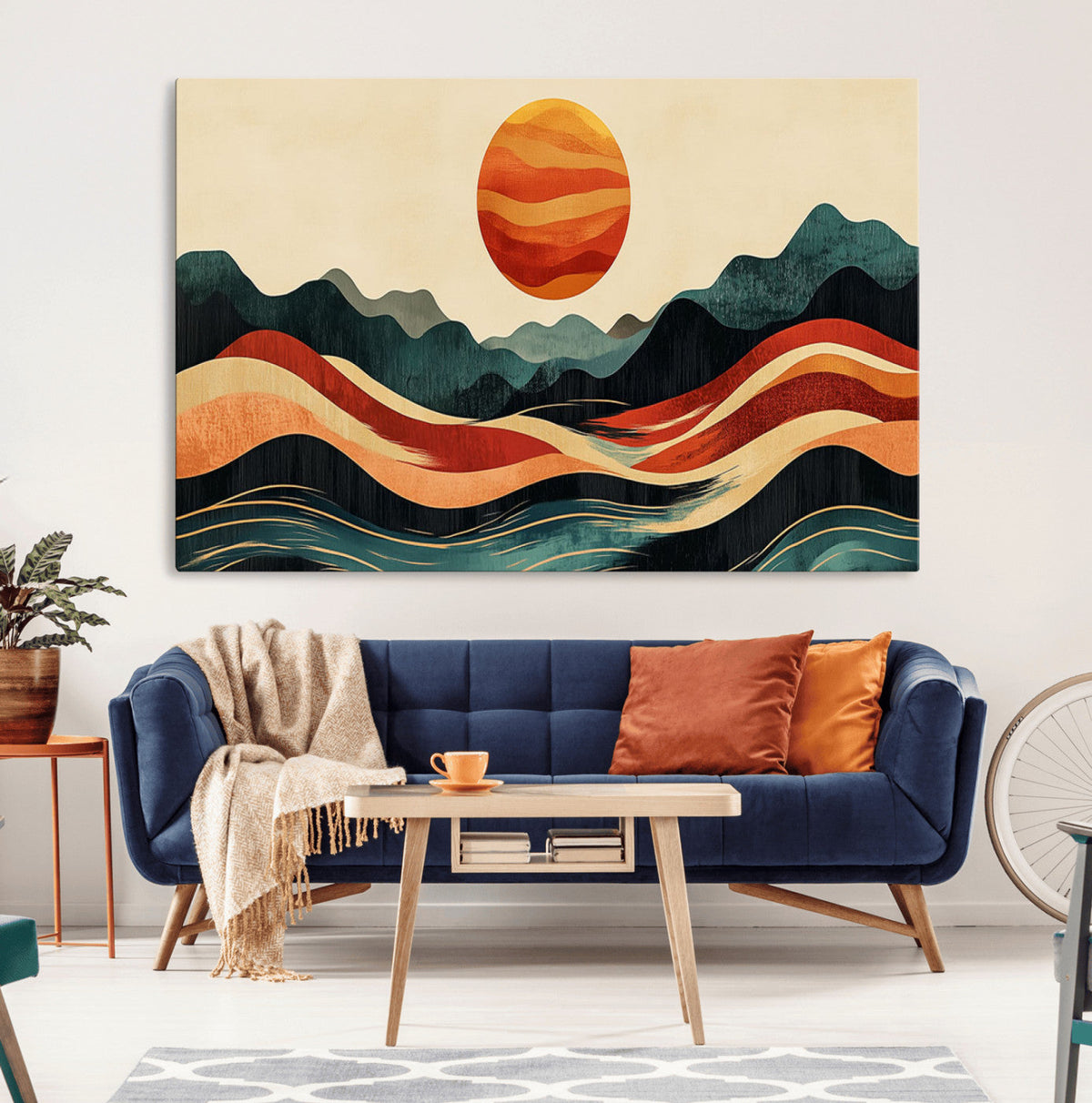 Mountain Triptych Wall Art Canvas Print | Western Boho Pine Tree Nature Print