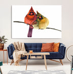 Cardinal Bird Canvas Wall Art, Male and Female Cardinal Print, Nature Inspired Bird Decor