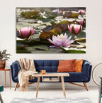 Lotus Flower Wall Art Canvas Print, Water Lily Large Wall Art for Yoga Room Decor