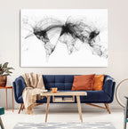 Flight Routes Air Traffic Map Canvas Wall Art, World Flight Routes Print