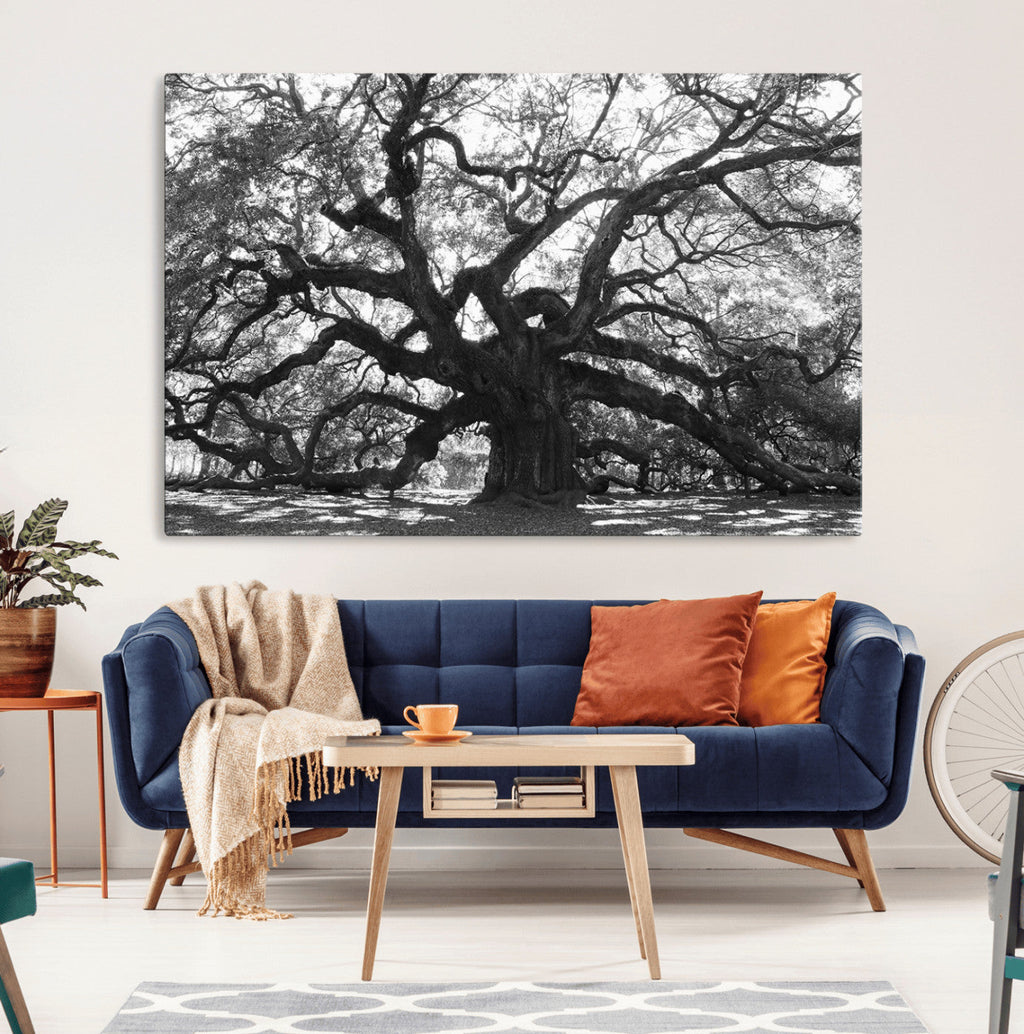 Ancient Oak Wall Art Canvas Print | Gnarled Tree with Twisted Branches