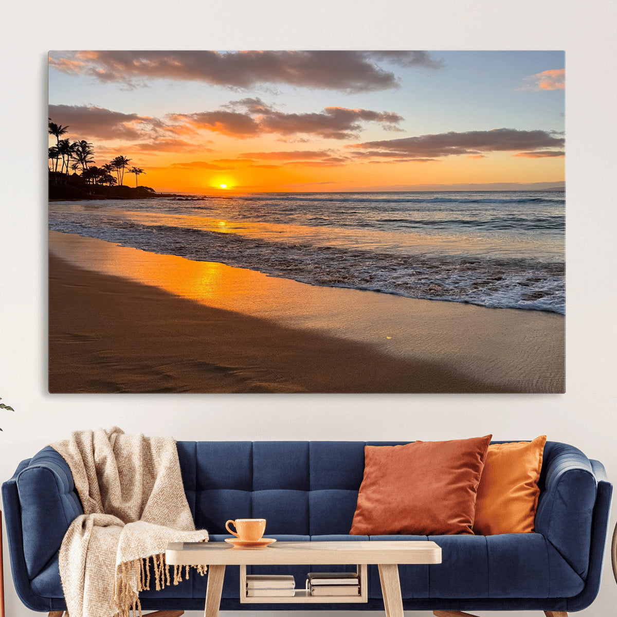 Tropical Beach Wall Art | Framed Sunset Ocean Canvas