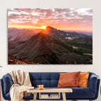 Mountain Sunrise Wall Art | Framed Alpine Ridge Canvas
