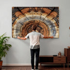 Tree Rings Wall Art Canvas Print, Rustic Wood Grain